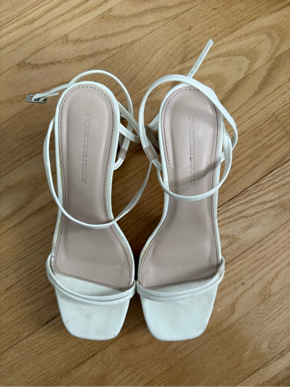 Princess Polly White Strappy Square-Toe Heeled Sandals